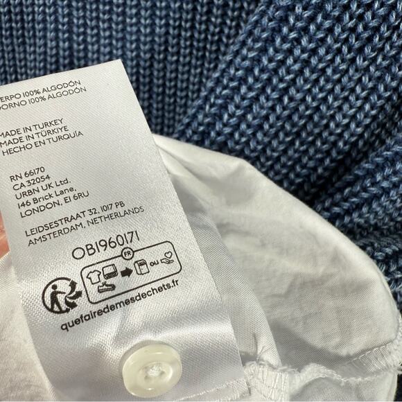 Anthropologie Pilcro Asymmetrical Twofer Blue Chunky Layered Sweater Top Large - Picture 11 of 16